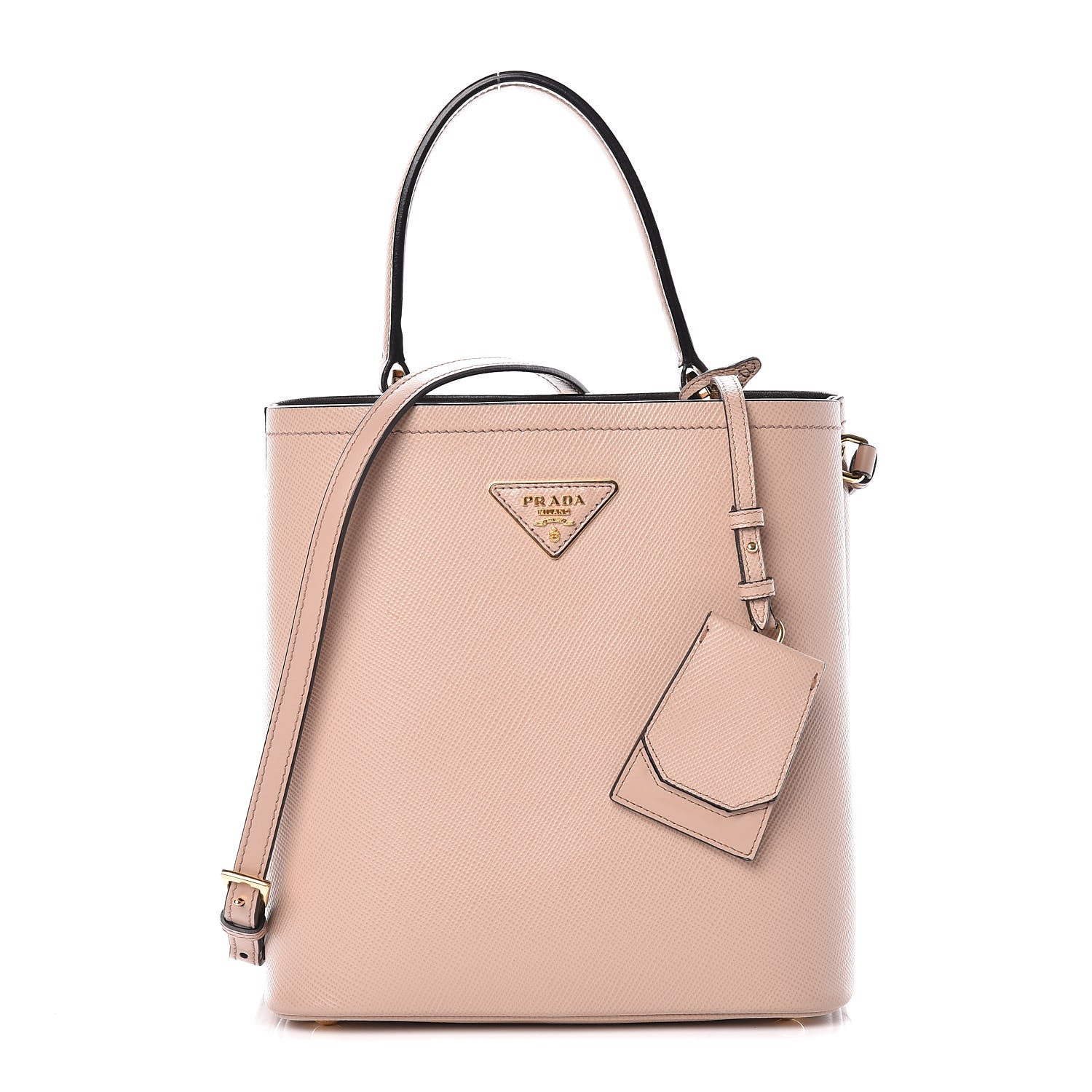 Prada Saffiano Cuir Medium Panier Bucket Bag Cipria Black 1 of 9