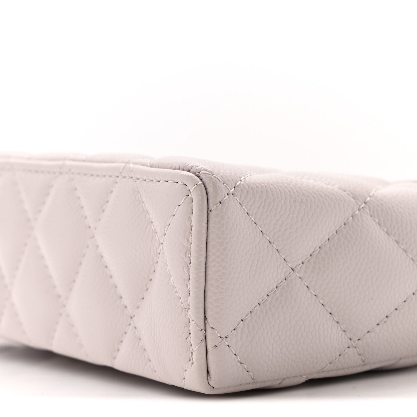 Caviar Quilted Top Handle Slim Vanity With Chain Light Purple