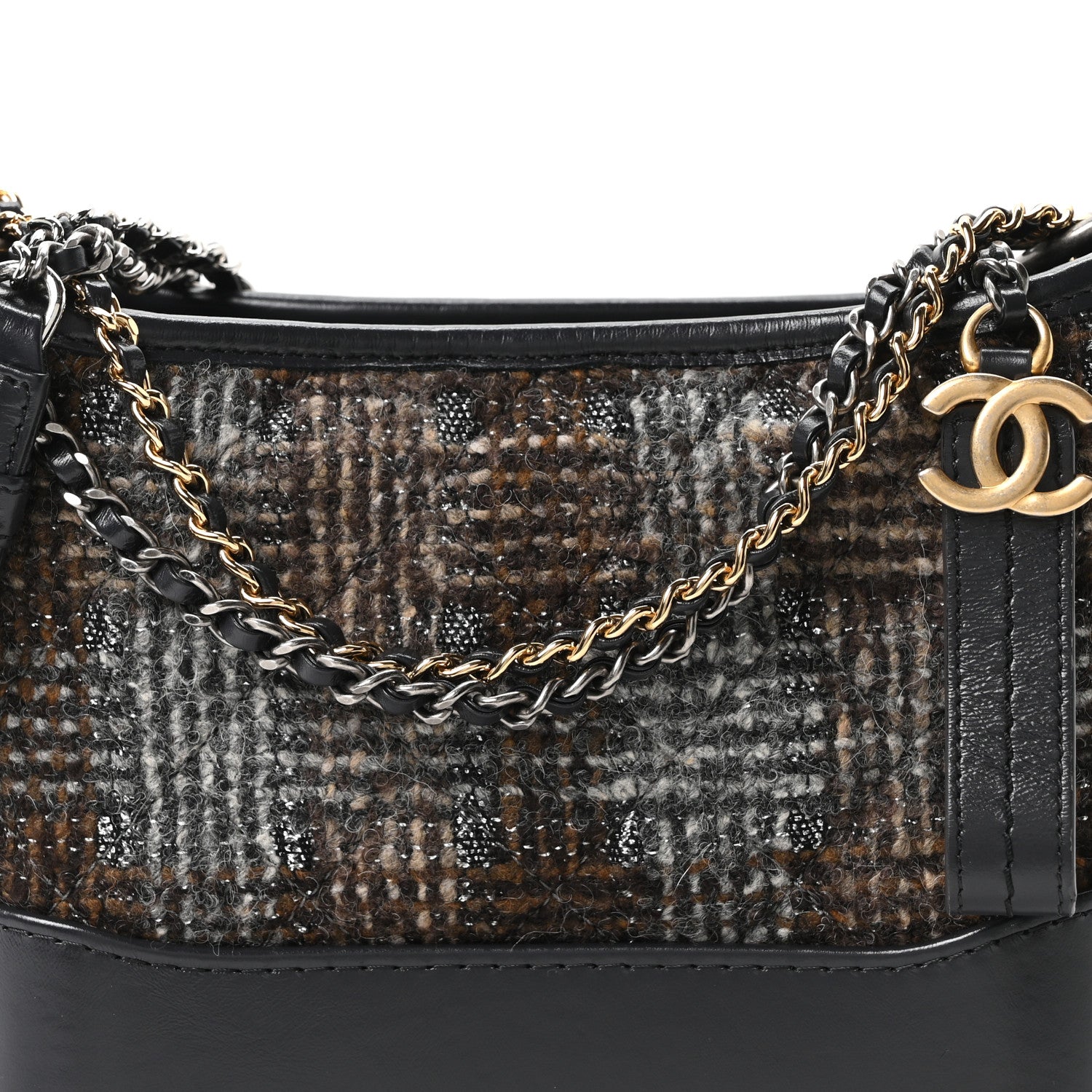 Chanel Tweed Calfskin Small Gabrielle Hobo Brown 8 of 10