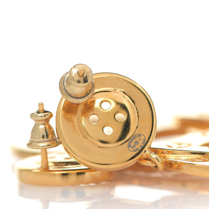Chanel Metal Large Paris Button Earrings Gold 3 of 3