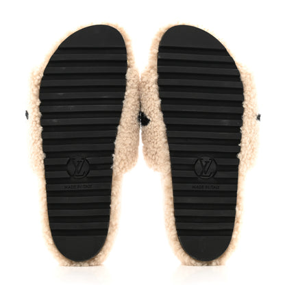 Louis Vuitton Shearling Bom Dia Flate Mules 38 Beige 5 of 9