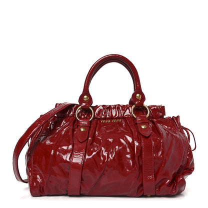 Miu Miu Vernice Patent Gathered Tote Rosso 1 of 8