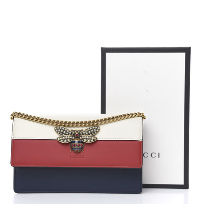 Gucci Calfskin Queen Margaret Chain Wallet Blue Agata Hibiscus Red Mystic White 10 of 10