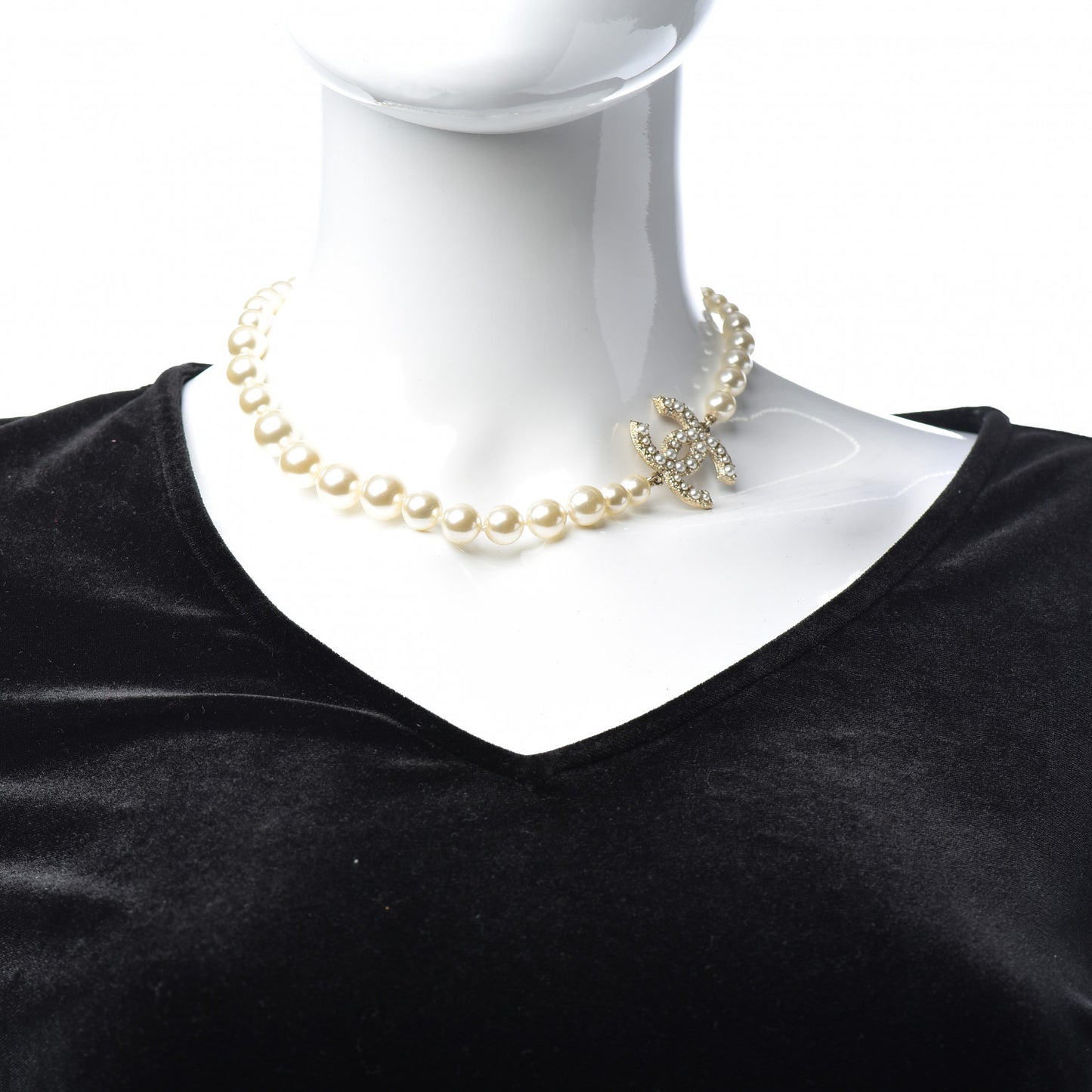 Pearl CC 100th Anniversary Necklace Light Gold