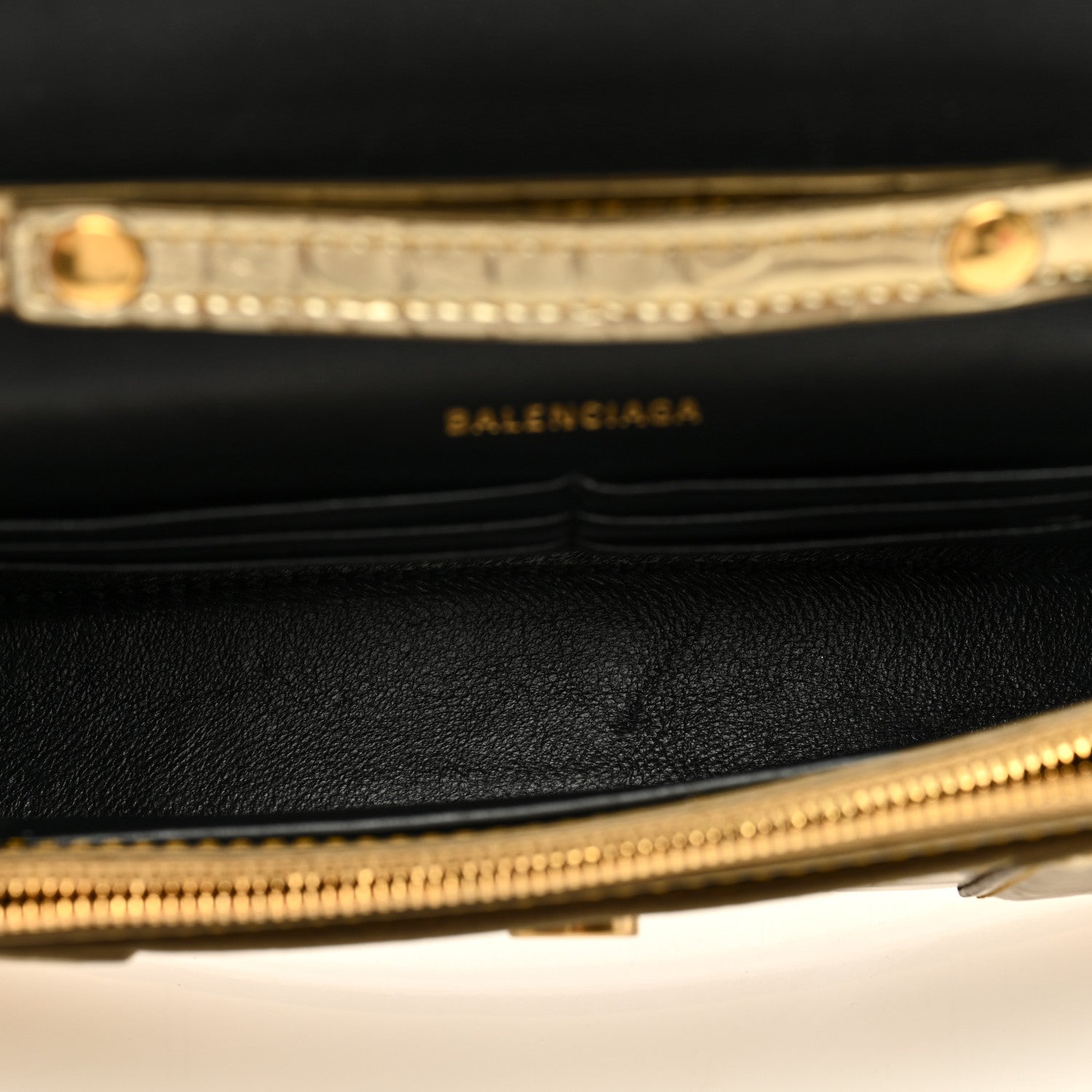 Balenciaga Metallic Calfskin Crocodile Embossed Hourglass Chain Bag Gold 5 of 9