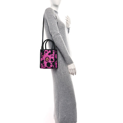 Versace Calfskin Cotton Floral Printed La Medusa Mini Book Tote Black Water Lily 2 of 8