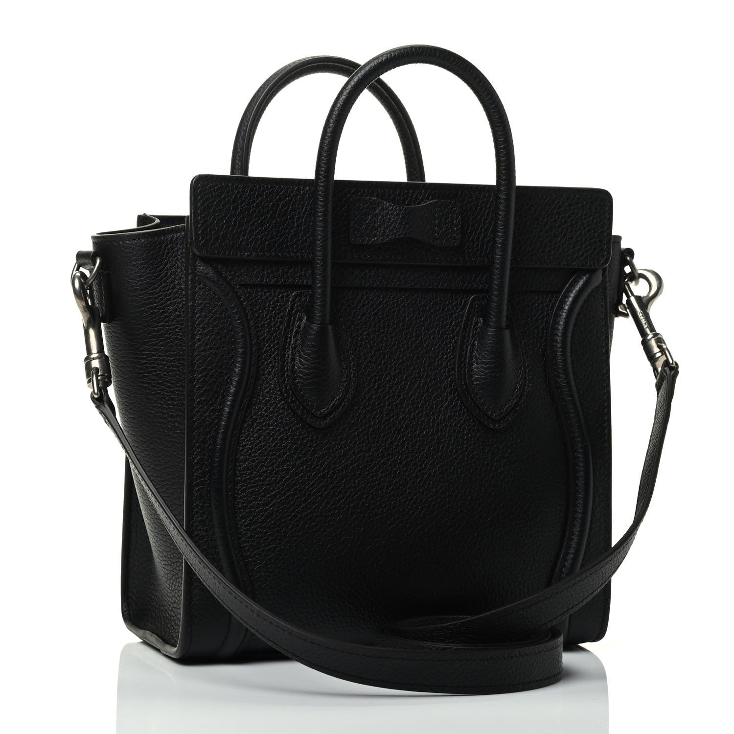 Celine Drummed Calfskin Nano Luggage Black 2 of 4