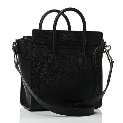 Celine Drummed Calfskin Nano Luggage Black 2 of 4