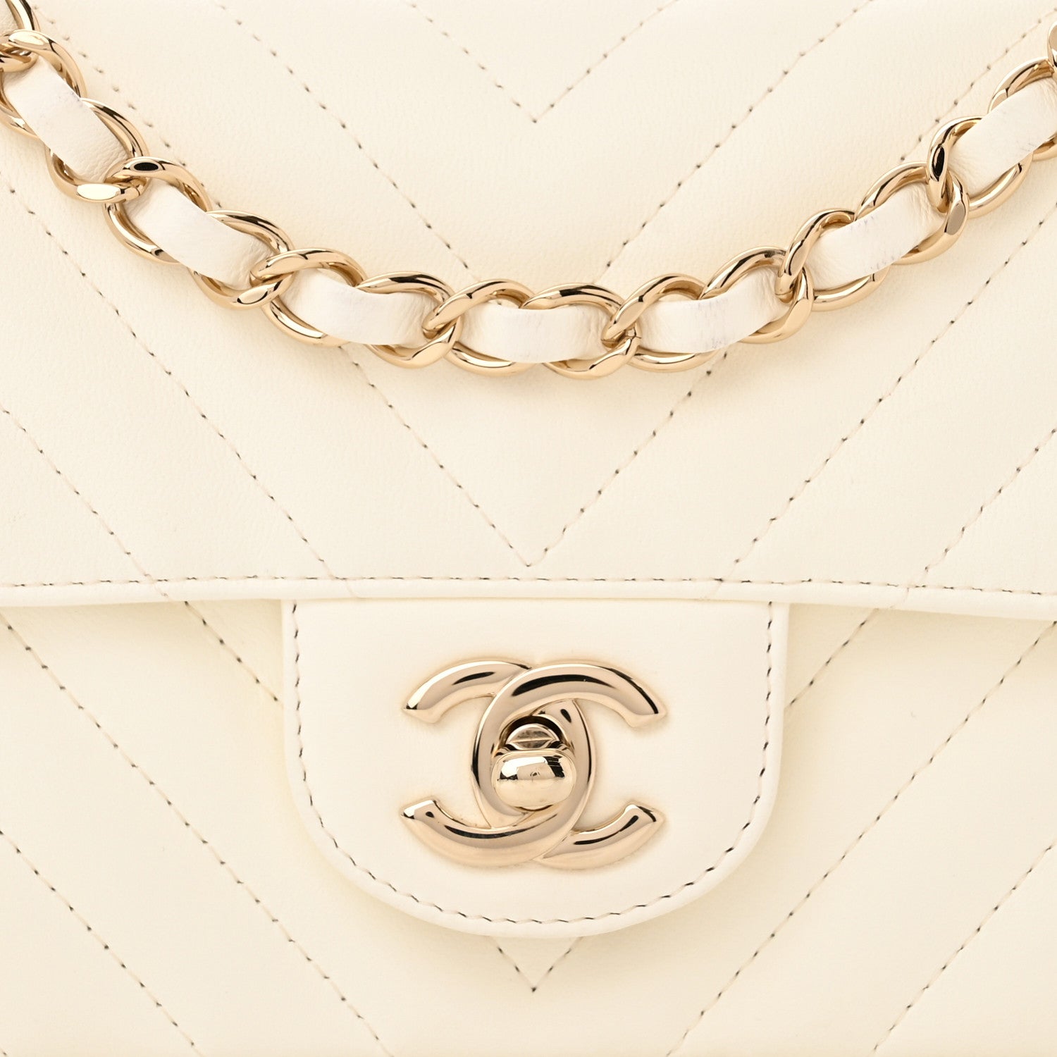 Chanel Lambskin Chevron Quilted Mini Rectangular Flap White 8 of 12