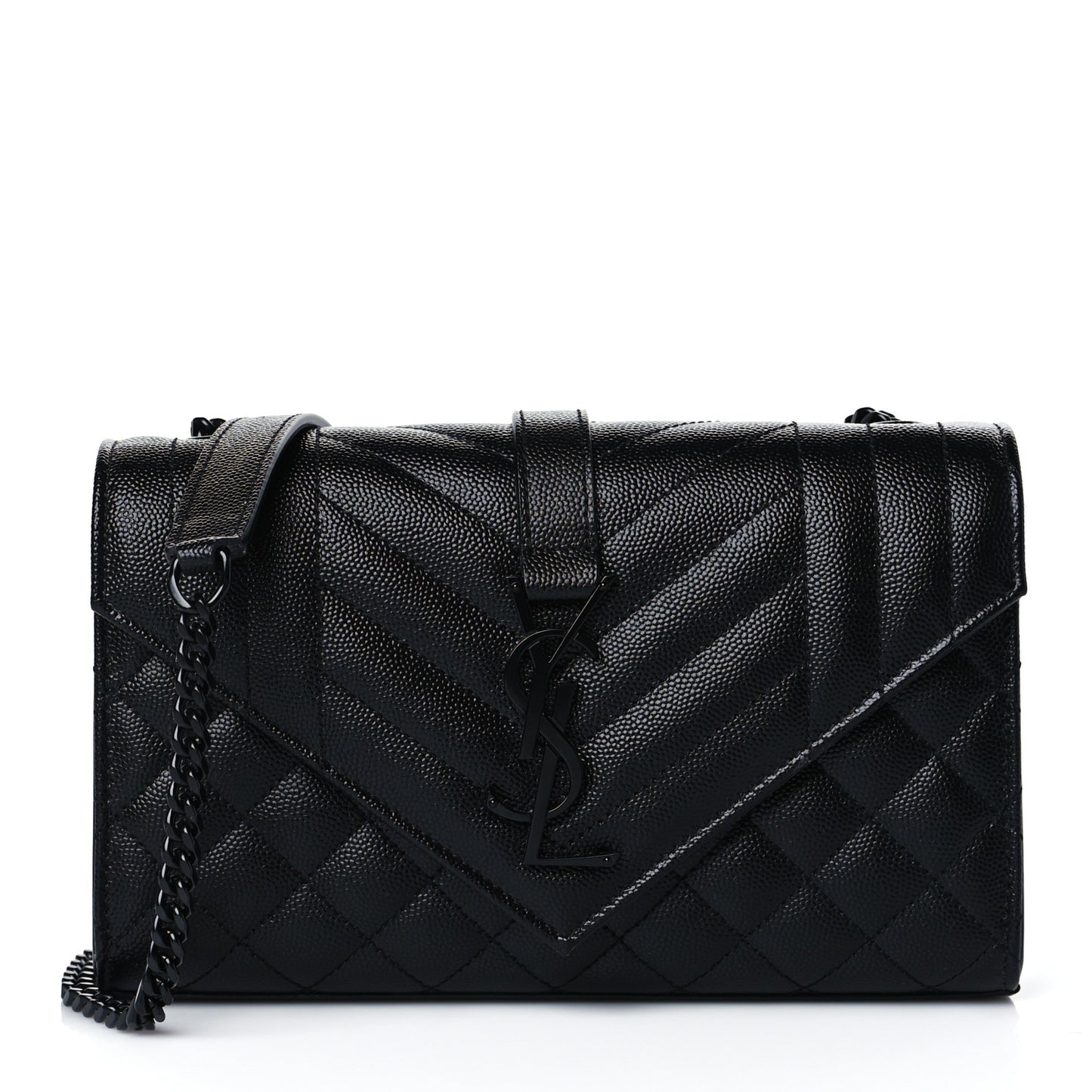Grain De Poudre Textured Mixed Matelasse Triquilt Small Monogram Satchel Black