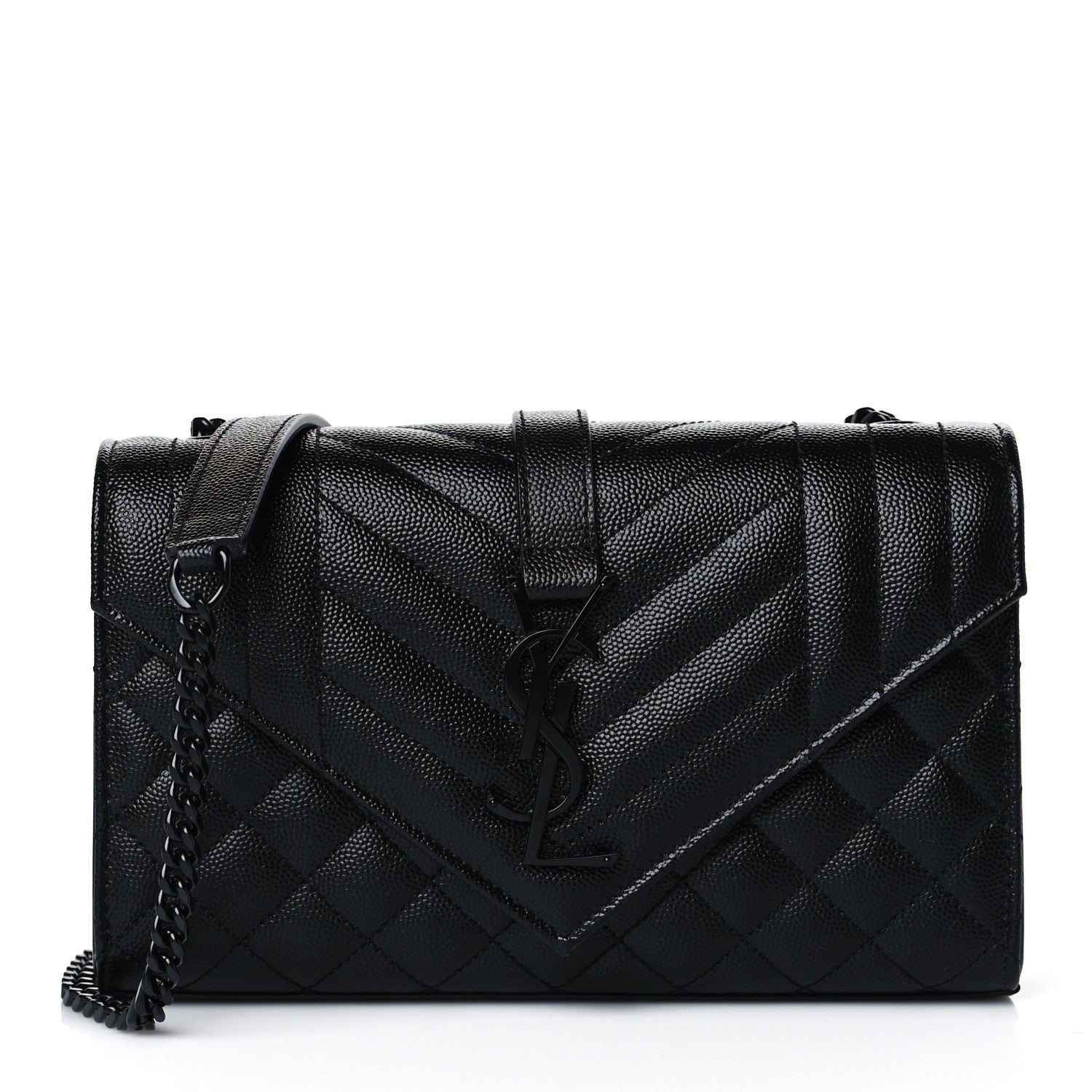 Saint Laurent Grain De Poudre Textured Mixed Matelasse Triquilt Small Monogram Satchel Black 1 of 8