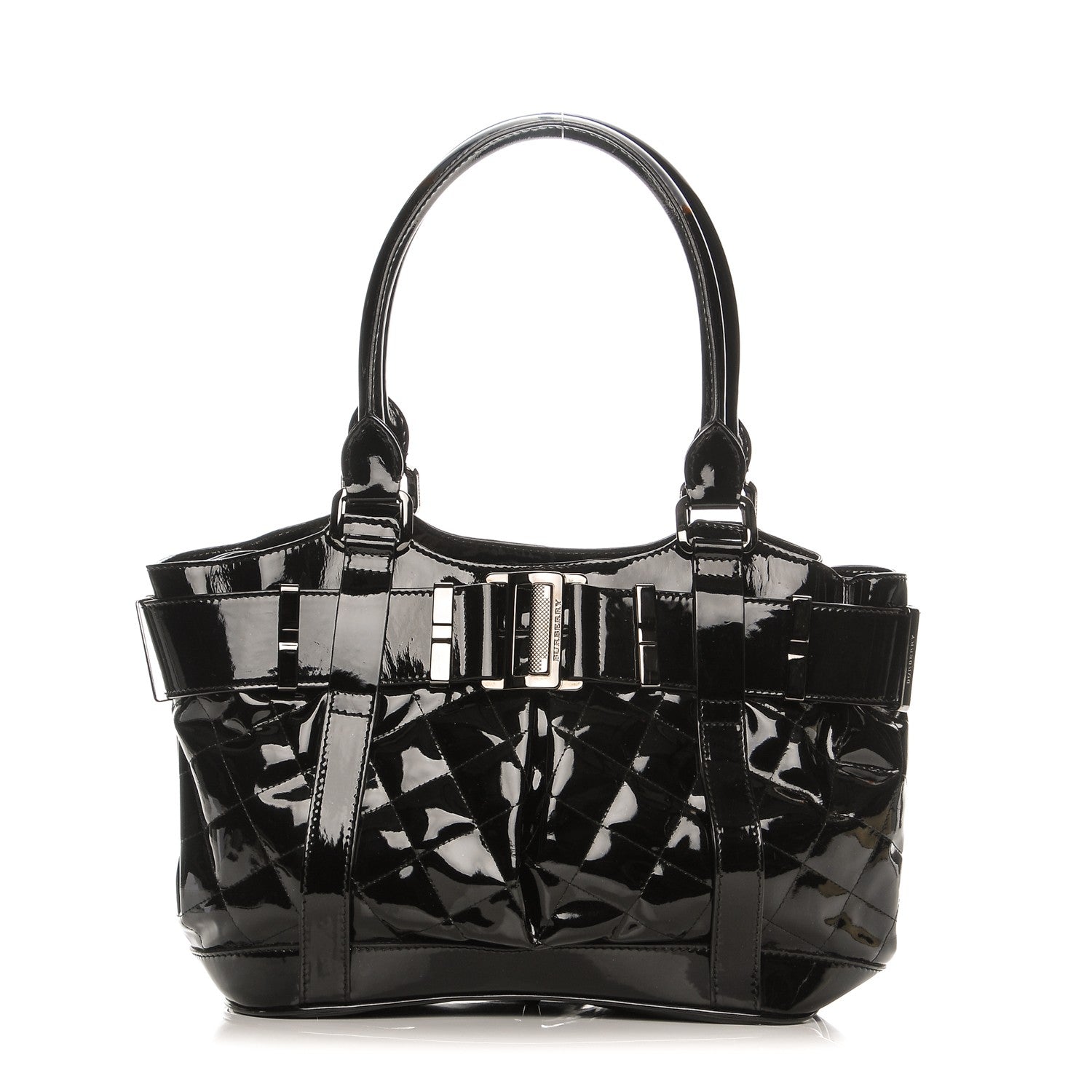 Burberry Patent Quilted Small Eastmore Landscape Tote Black 1 of 15