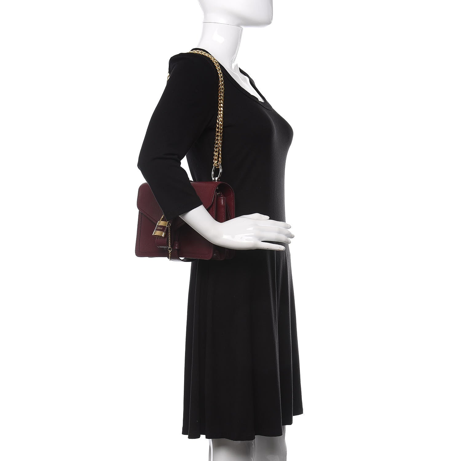 Chloe Shiny Goatskin Calfskin Aby Chain Shoulder Bag Burnt Mahogany 2 of 10