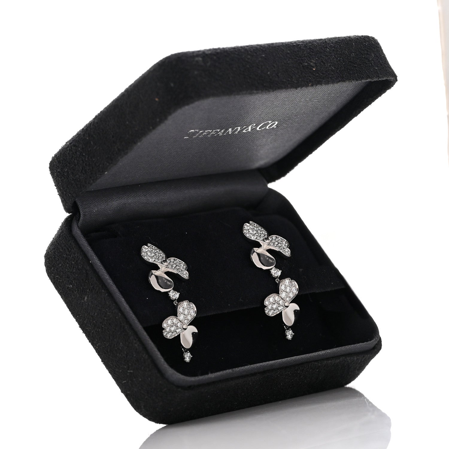 Tiffany Platinum Diamond Paper Flowers Cluster Drop Earrings 5 of 5
