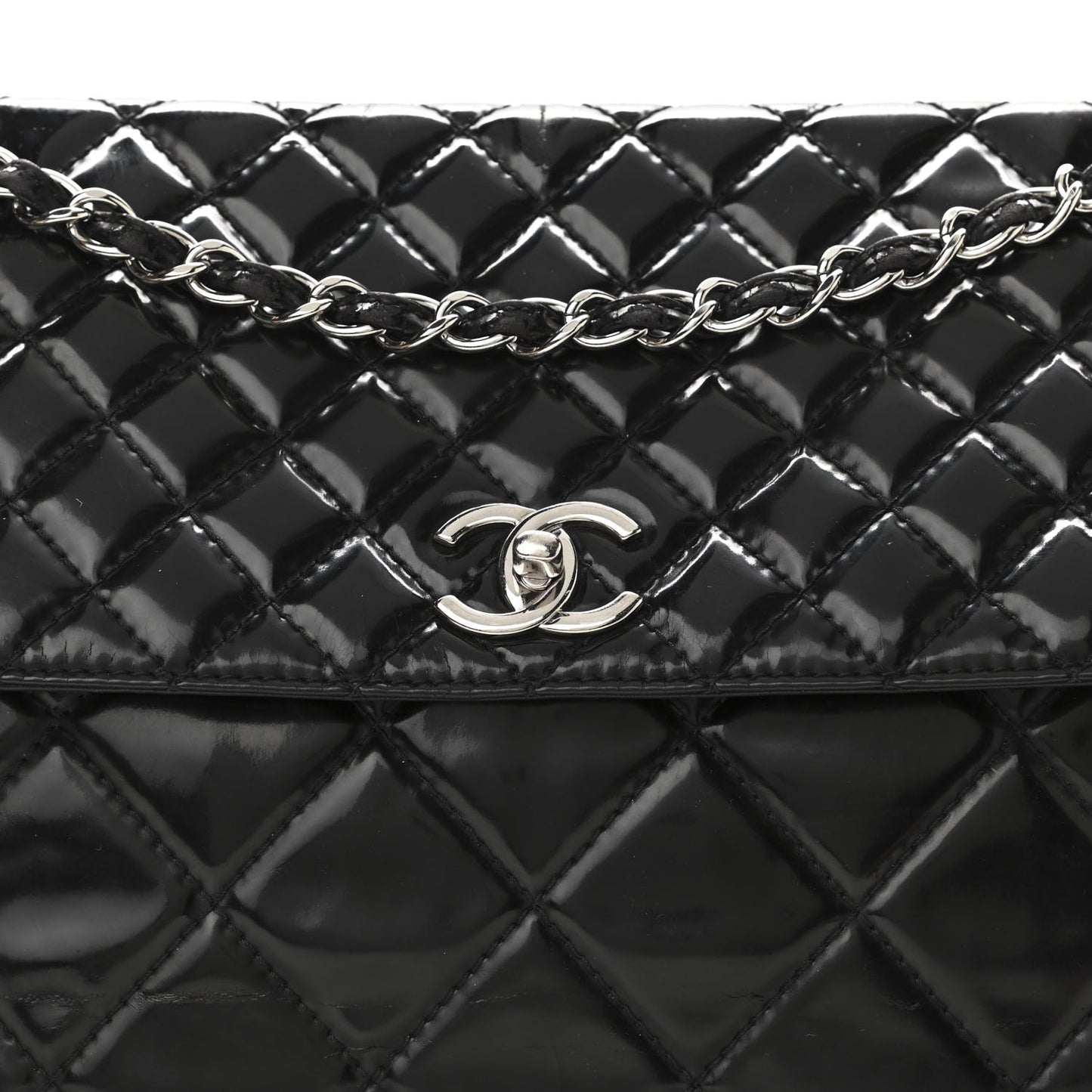Vinyl Quilted In the Business Flap Bag Black