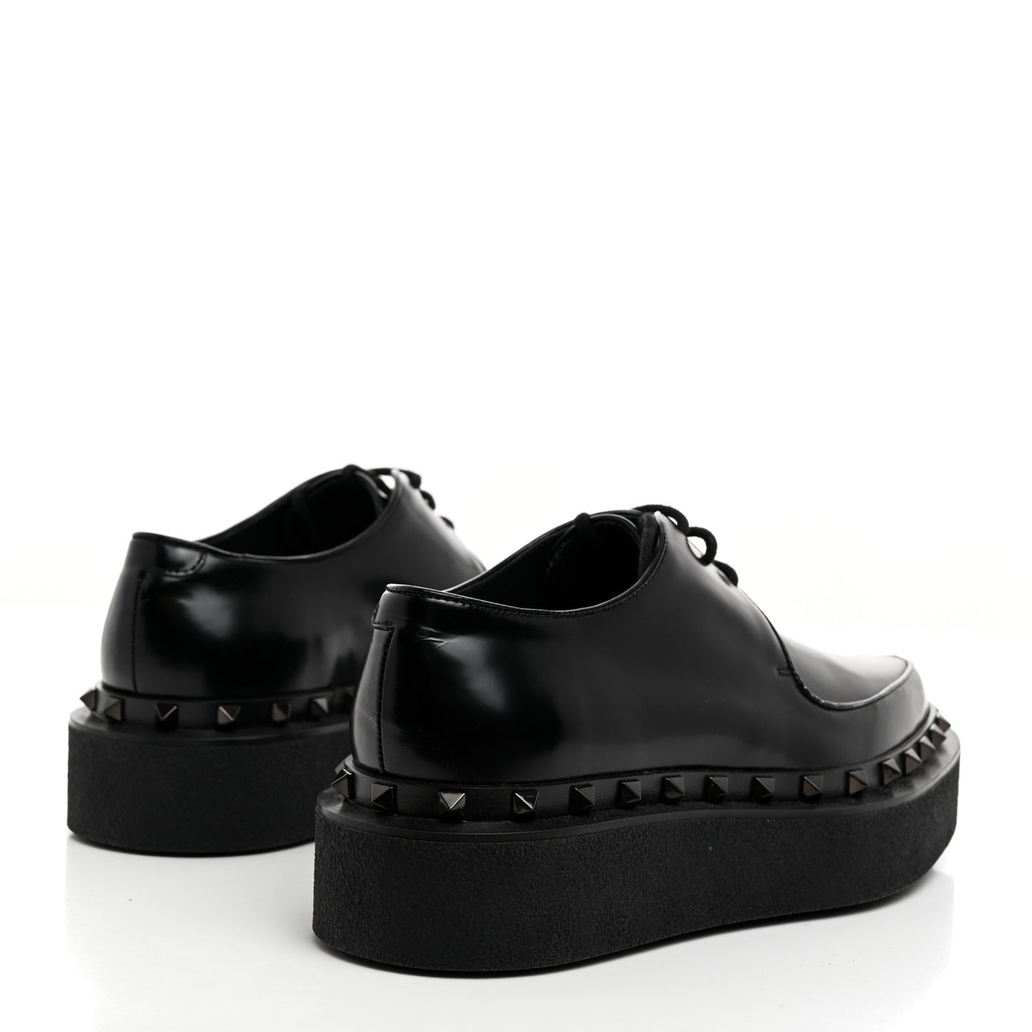 Calfskin Rockstud Womens M-Way Derby Loafers 38 Black