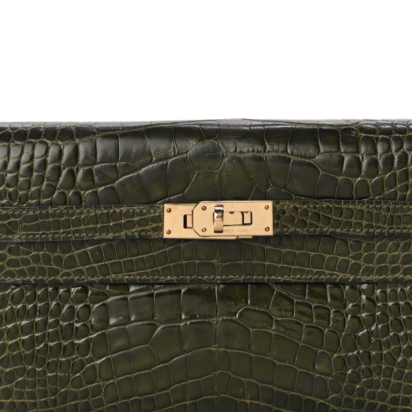 Shiny Alligator Kelly Longue Wallet Vert Veronese