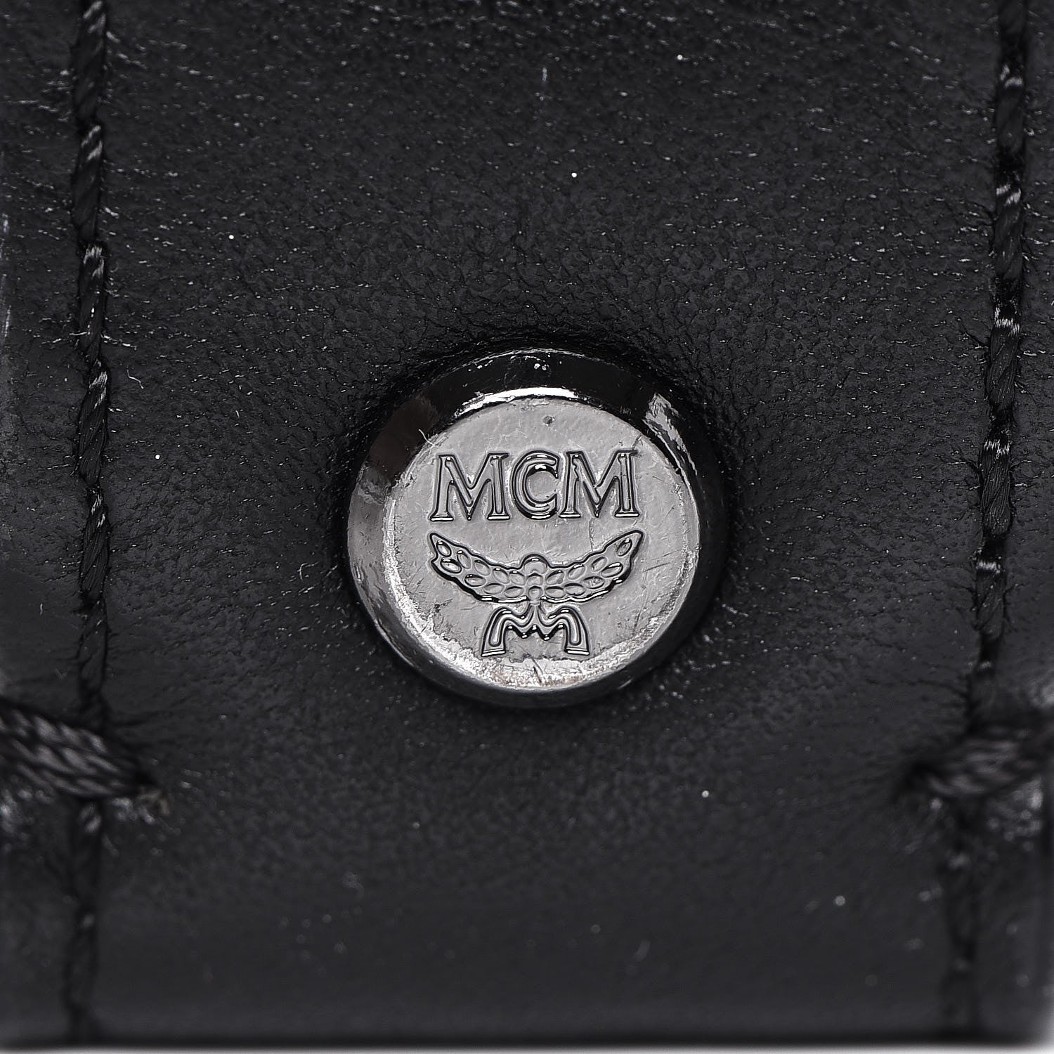 MCM Metallic Visetos Calfskin Medium Studded Munich Lion Stark Backpack Silver Black 15 of 28