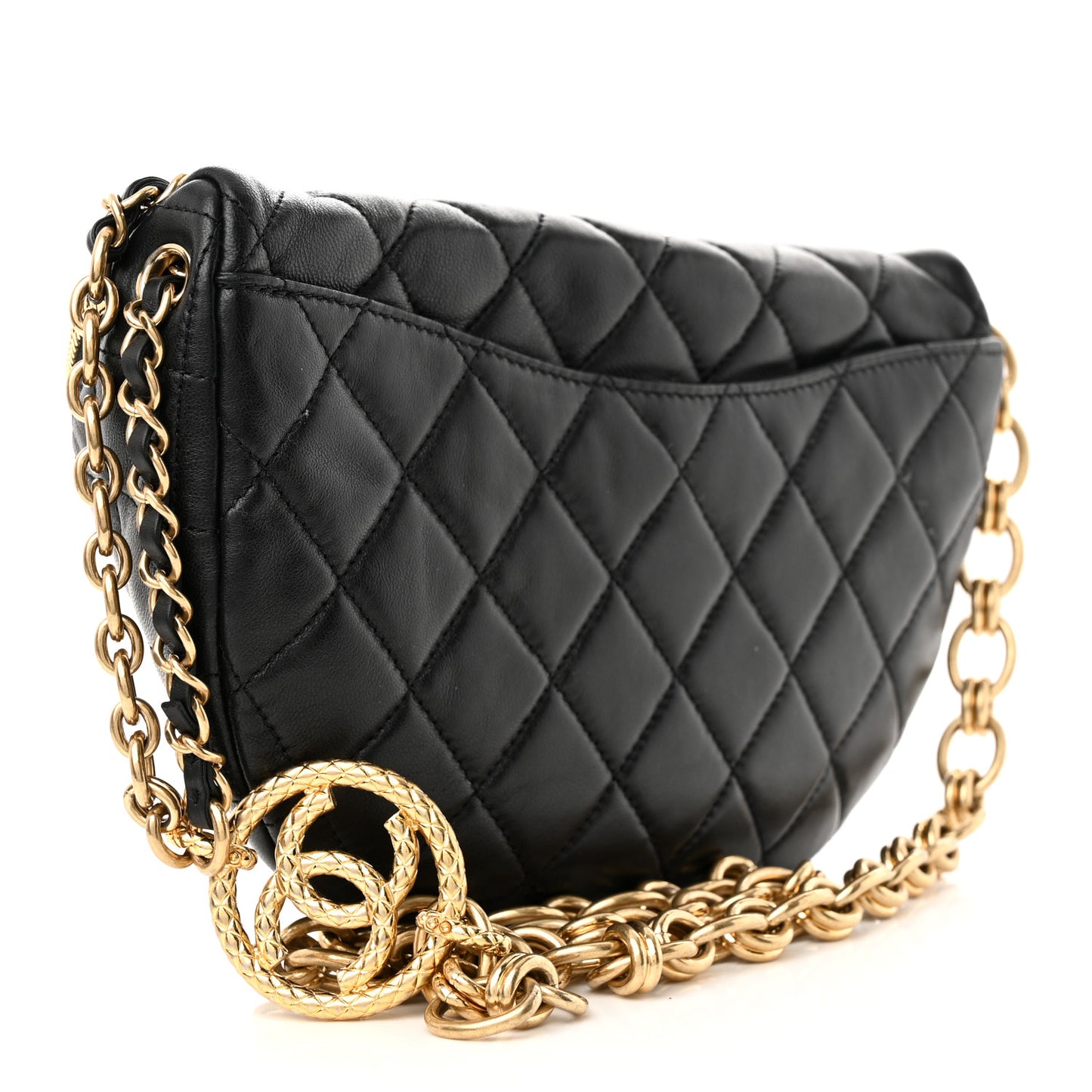 Lambskin Pearl Quilted CC Belt Bag Black