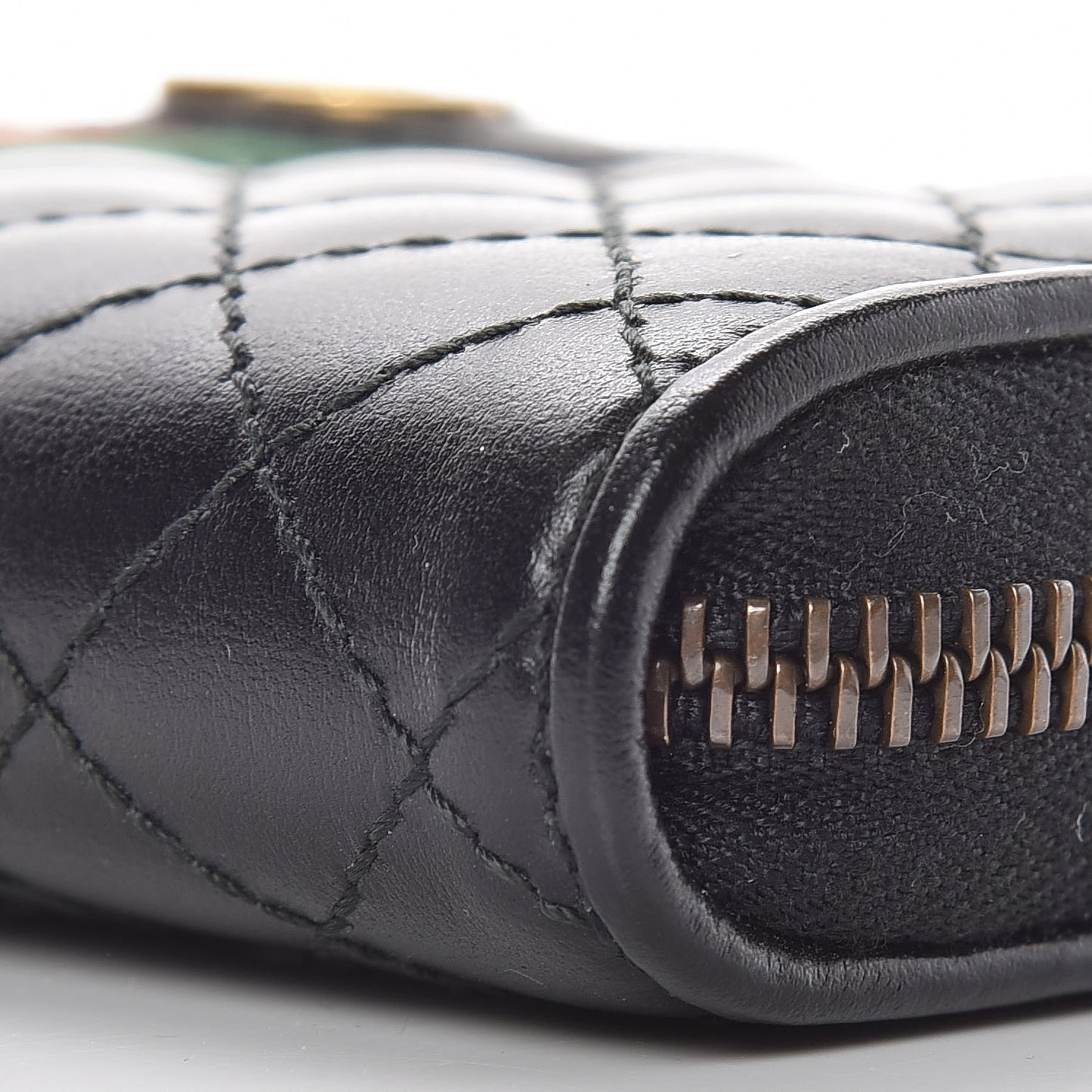 Calfskin Web Trapuntata GG Zip Around Wallet Black