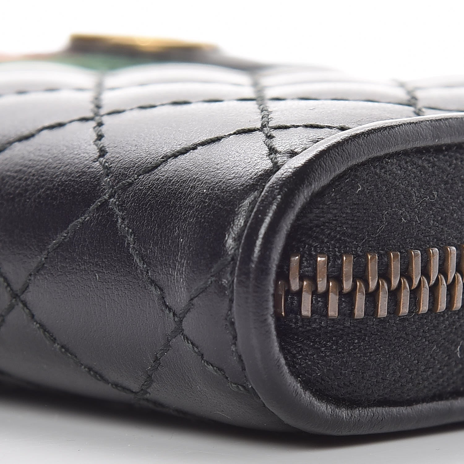 Gucci Calfskin Web Trapuntata GG Zip Around Wallet Black 6 of 9