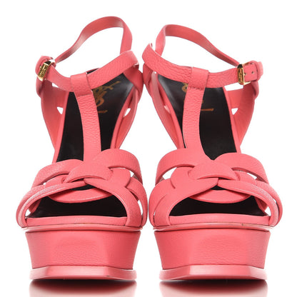 Saint Laurent Grained Calfskin Tribute 105 Platform Sandals 38.5 Rose Clair 3 of 11