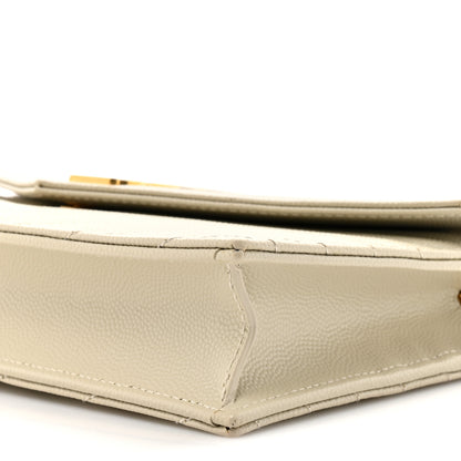 Saint Laurent Grain De Poudre Matelasse Chevron Monogram Envelope Chain Wallet Crema Soft 8 of 9