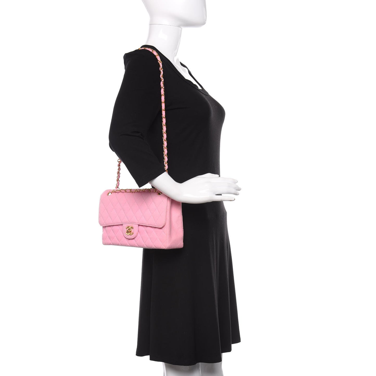 Jersey Quilted Medium Single Flap Pink