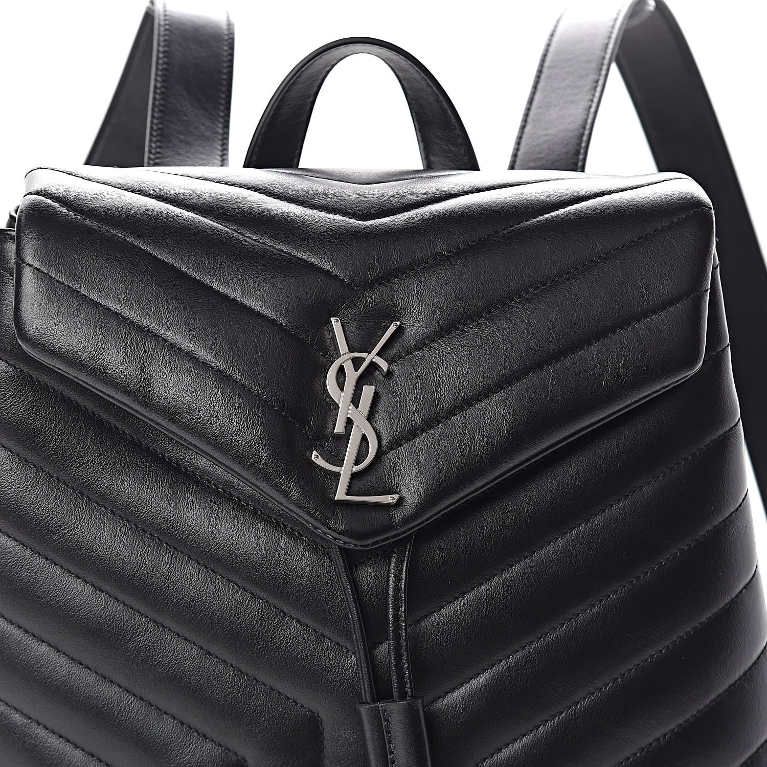 Saint Laurent Calfskin Y Quilted Monogram Medium Loulou Backpack Black 10 of 10