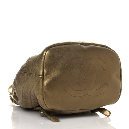 Chanel Metallic Lambskin Quilted Drawstring Backpack Gold 3 of 11