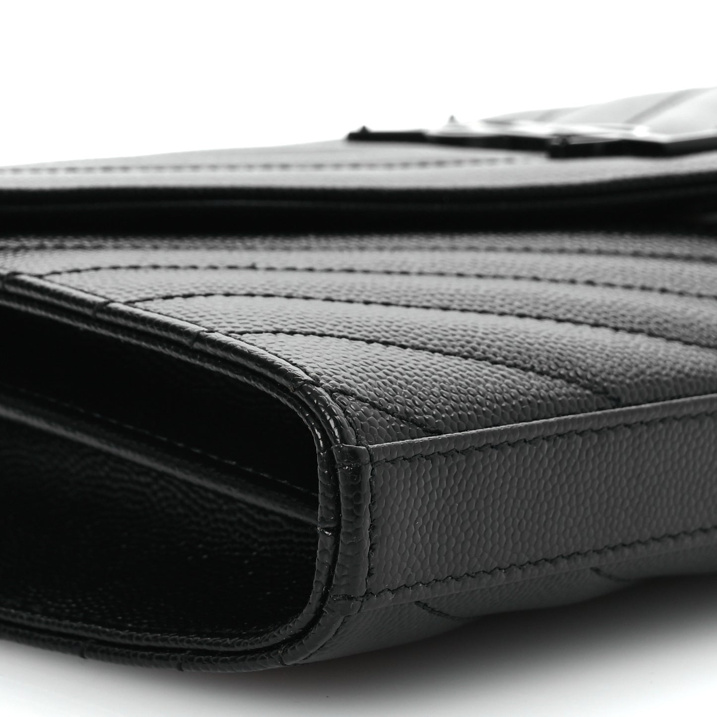 Grain De Poudre Matelasse Chevron Monogram Monochrome Chain Wallet Black