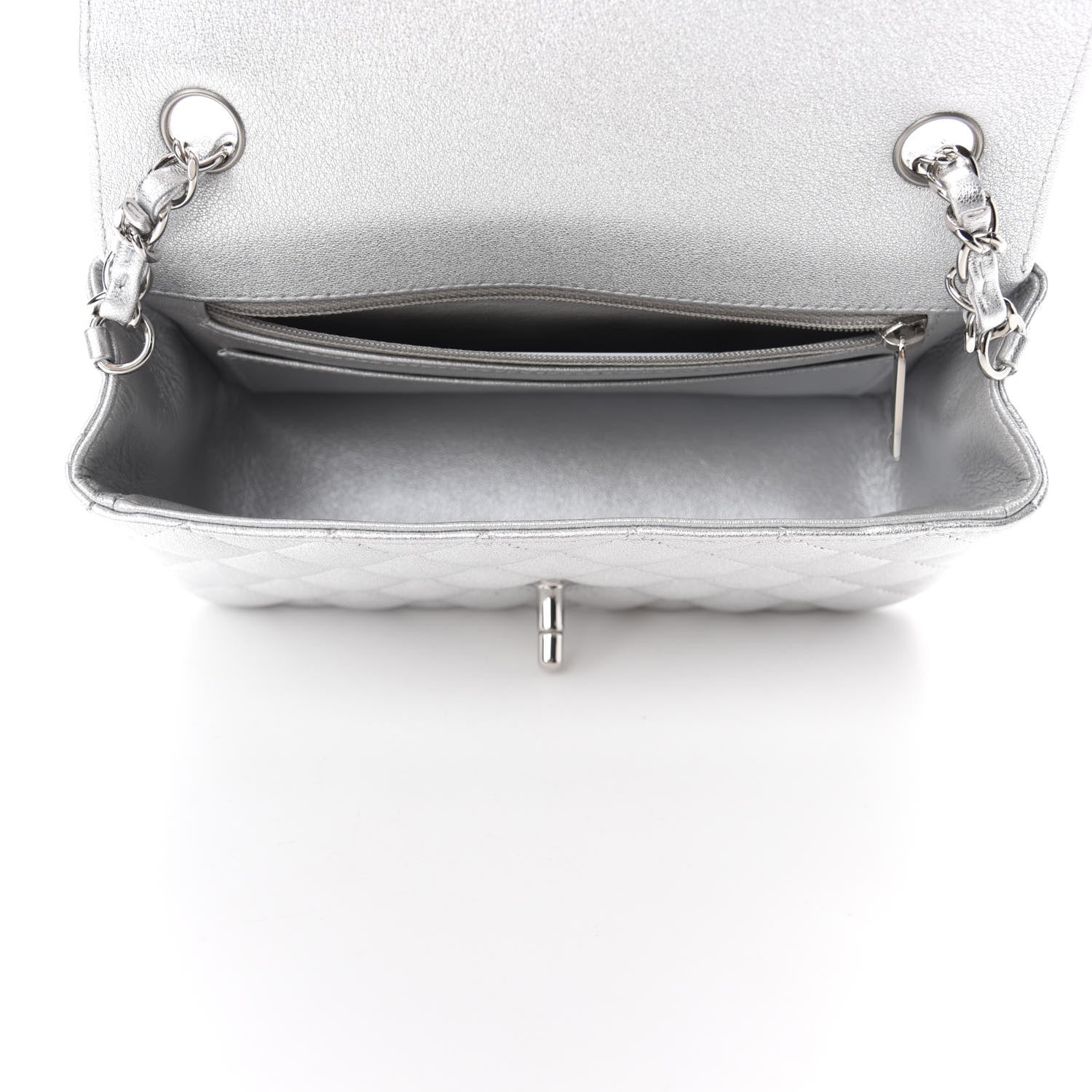 Chanel Metallic Lambskin Quilted Mini Rectangular Flap Silver 5 of 11