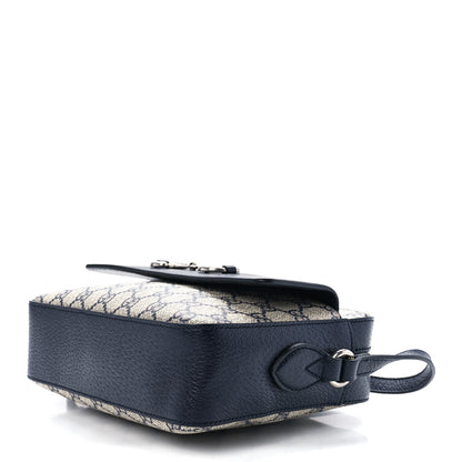 Gucci GG Supreme Monogram Textured Dollar Calfskin Small Horsebit 1955 Shoulder Bag Beige Blue 9 of 11