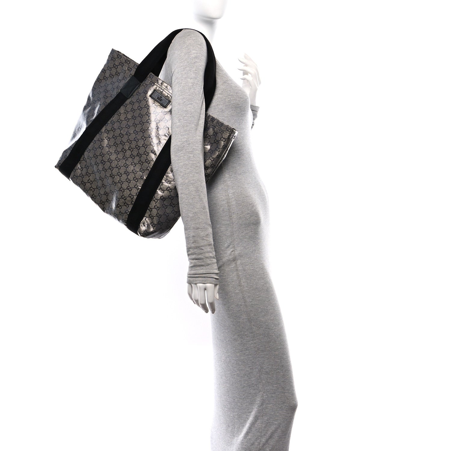 Gucci Crystal Monogram Medium Vertical Tote Black 2 of 12