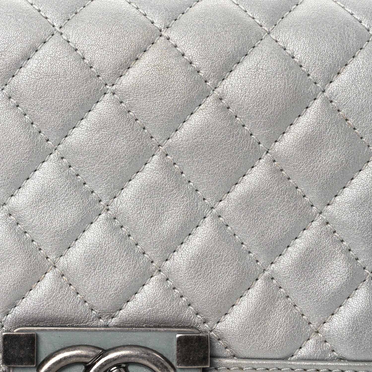 Chanel Metallic Lambskin Quilted Small Boy Flap Silver 9 of 17