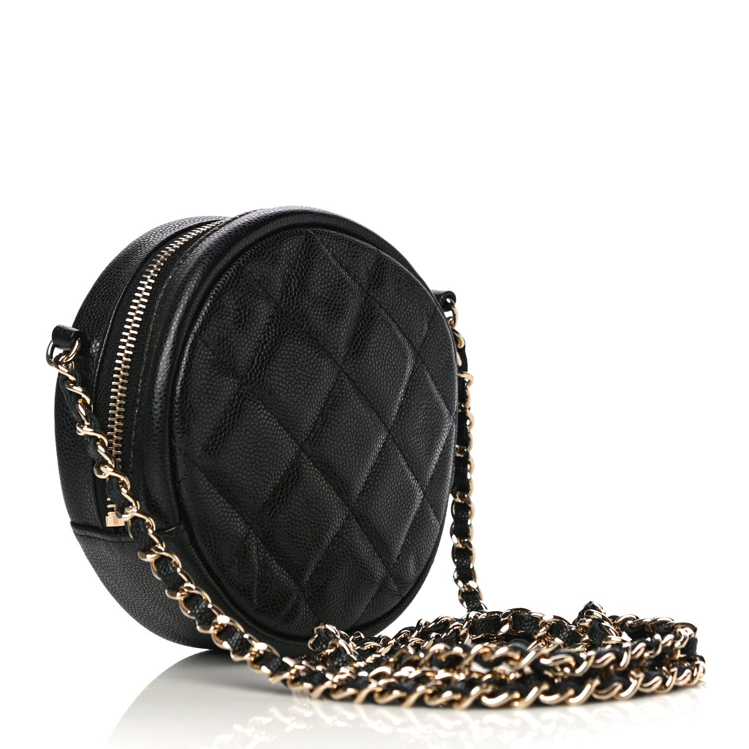 Chanel Caviar Quilted Round Clutch With Chain Black 3 of 11