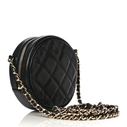 Chanel Caviar Quilted Round Clutch With Chain Black 3 of 11