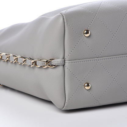 Chanel Calfskin Stitched Medium Shopping Tote Grey 9 of 12