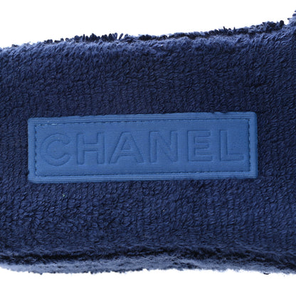 Chanel Terry CC Flat Mules Sandals 38 Dark Navy Blue 7 of 9