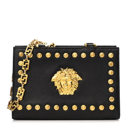Versace Calfskin Medallion Tribute Chain Shoulder Bag Black 1 of 14
