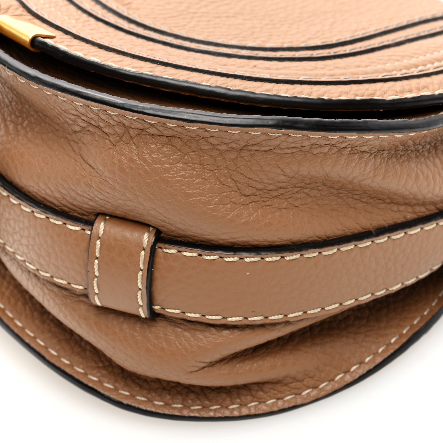 Calfskin Mini Marcie Round Crossbody Bag Nut