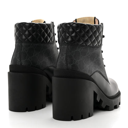 Gucci Apollo Calfskin GG Supreme Nappa Samoa Quilted Lace Up Ankle Boots 39.5 Black 4 of 9
