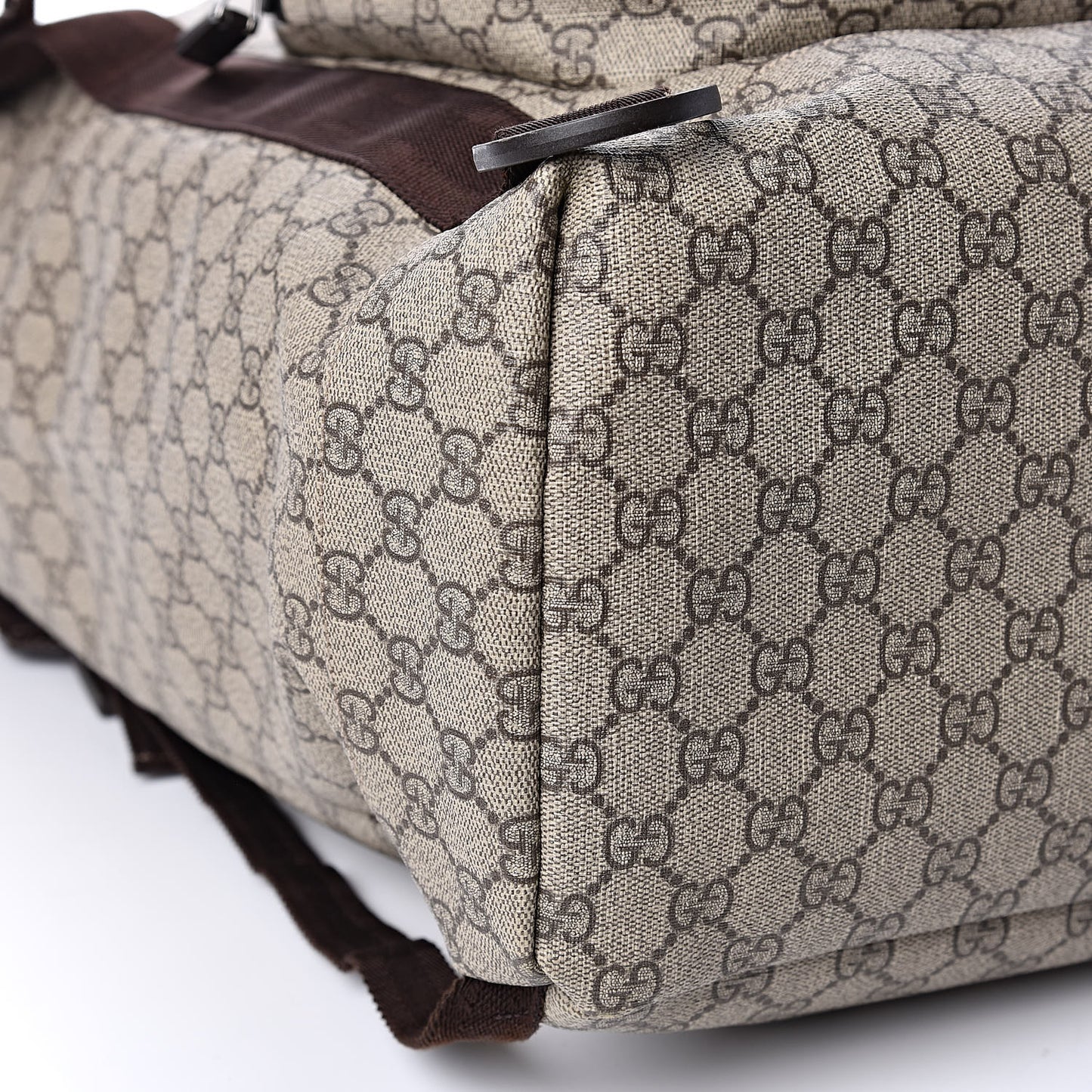 GG Supreme Monogram Large Interlocking G Double Buckle Backpack Dark Brown