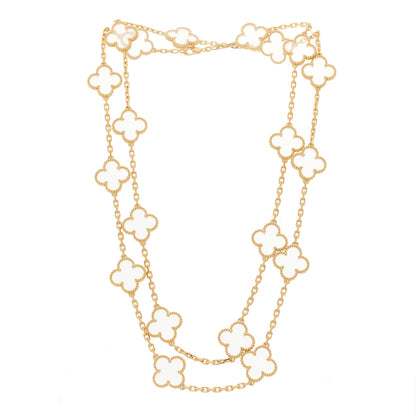 Van Cleef & Arpels 18K Yellow Gold Rock Crystal 20 Motifs Vintage Alhambra Necklace 3 of 6