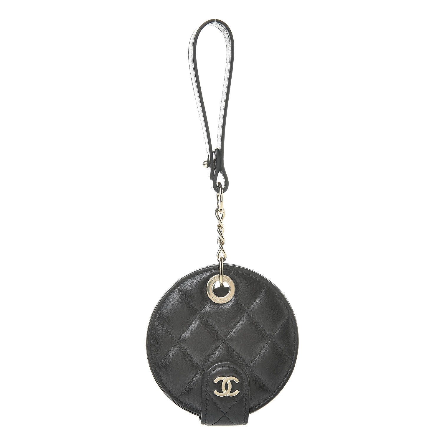 Chanel Lambskin Quilted Round Luggage Tag Black 1 of 6