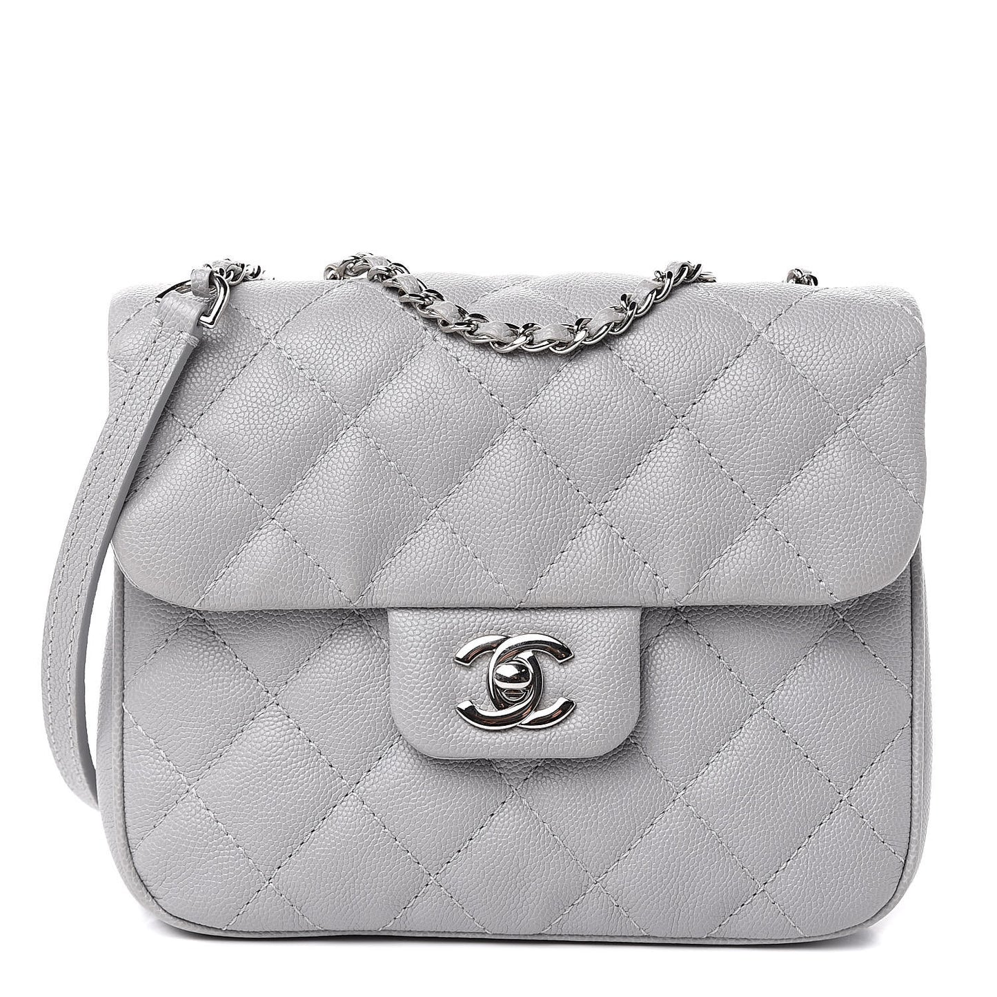 Caviar Quilted Small Urban Companion Flap Grey
