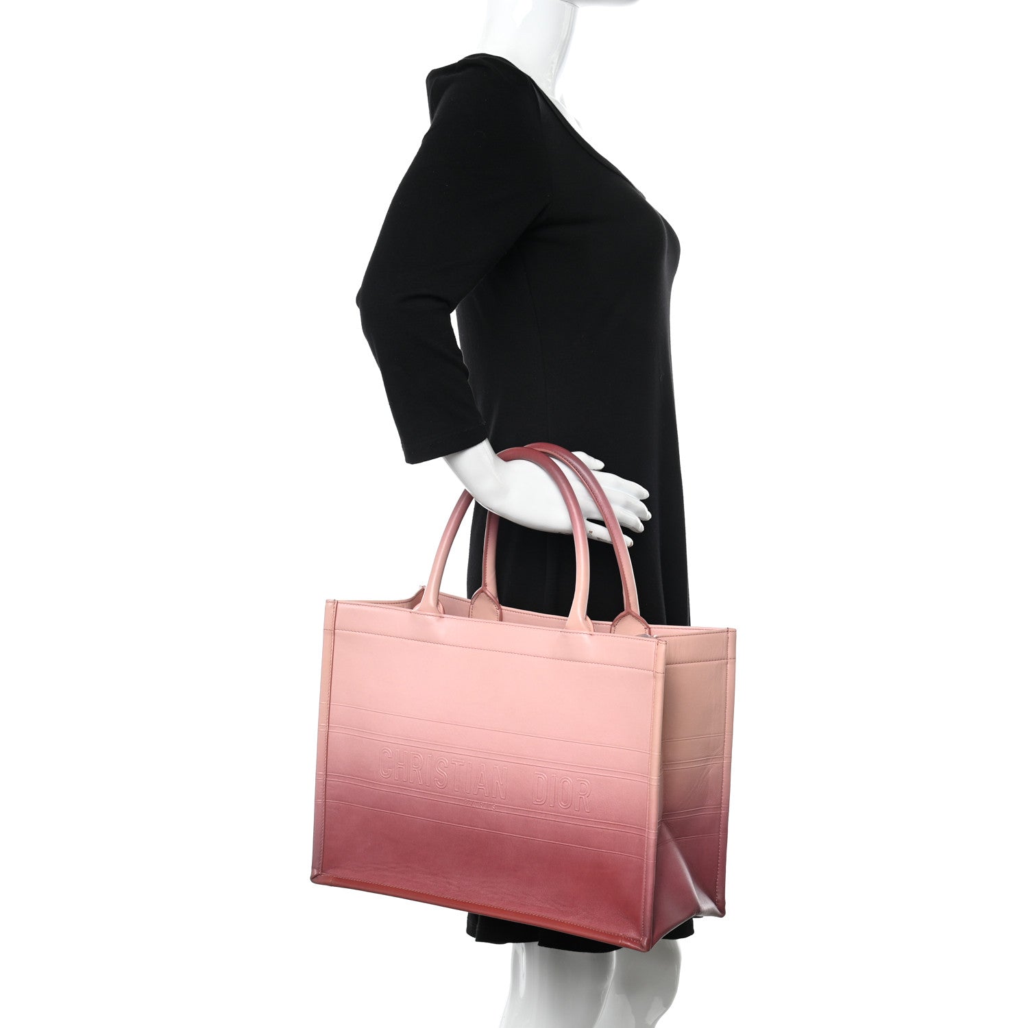 Christian Dior Gradient Smooth Calfskin Embossed Medium Book Tote Pink 2 of 10