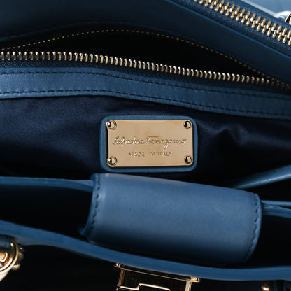 Salvatore Ferragamo Calfskin Gancini Tote Blue 8 of 10