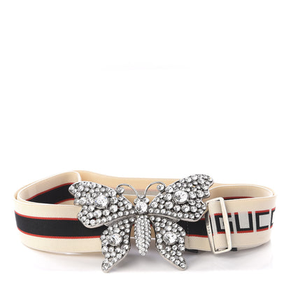 Gucci Jacquard Crystal Stripe Butterfly Belt 90 36 White 1 of 4