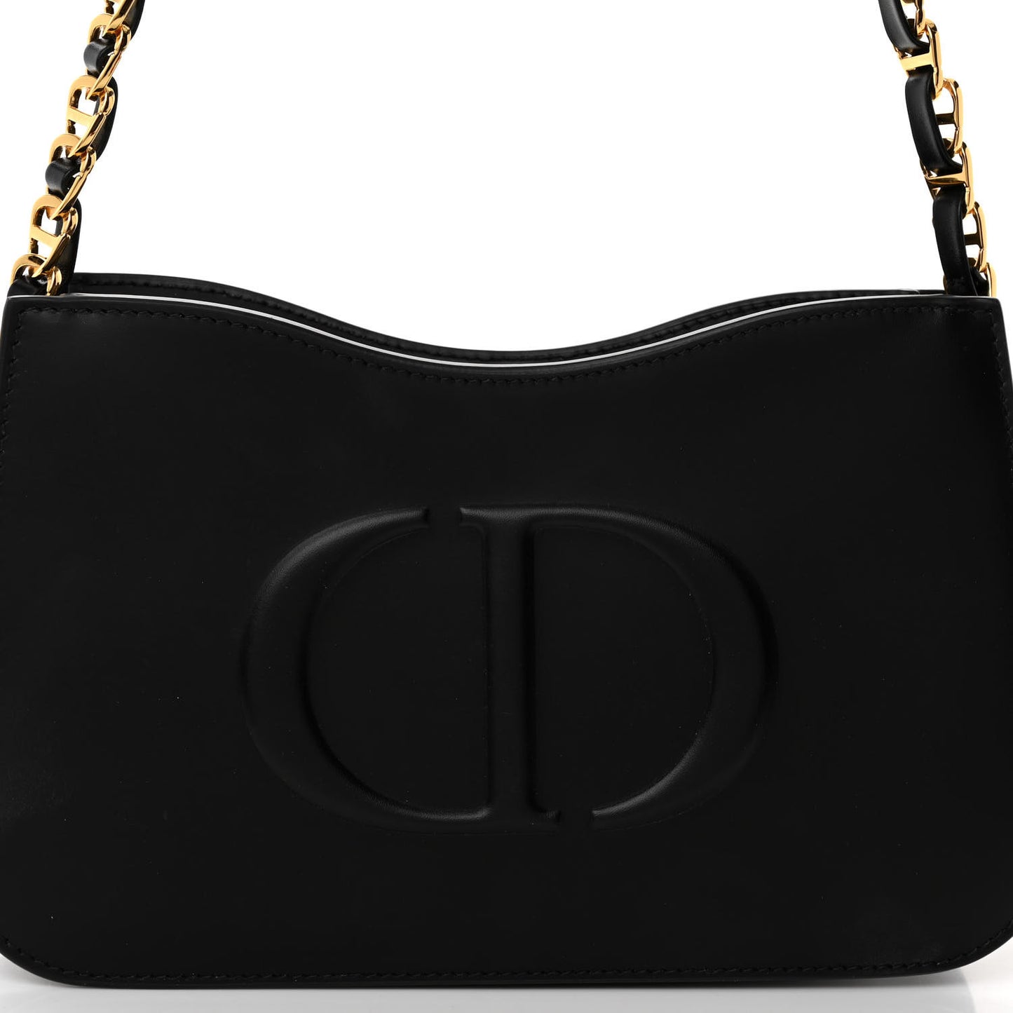 Calfskin CD Signature Mini Hobo Bag Black